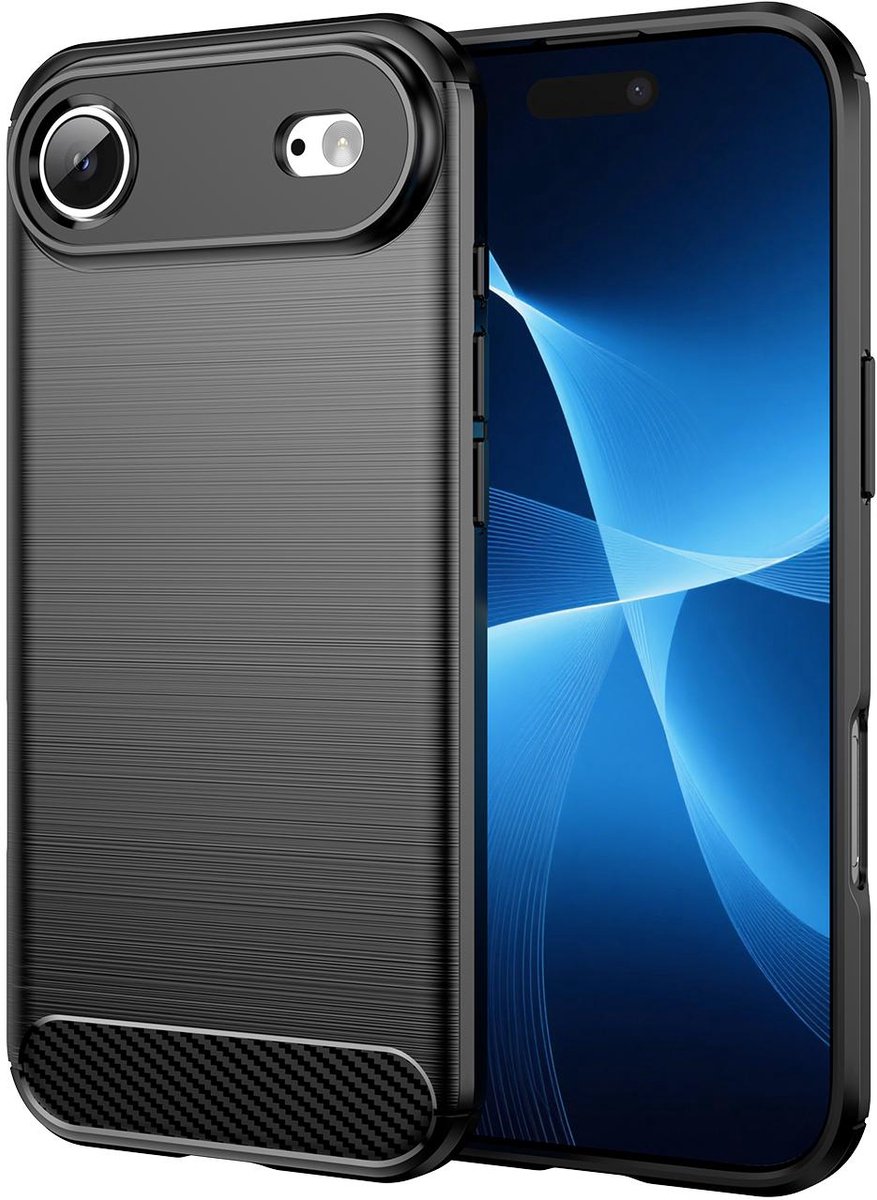 Mobigear Hoesje geschikt voor Apple iPhone Air Telefoonhoesje Flexibel TPU | Mobigear Brushed Slim Backcover | iPhone Air Case | Back Cover - Zwart