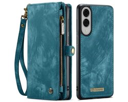 CaseMe 008 Geschikt voor Samsung Galaxy S25 Edge - 2-in-1 Book Case en Back Cover - Magnetisch Uitneembaar - Portemonnee Hoesje - Blauw