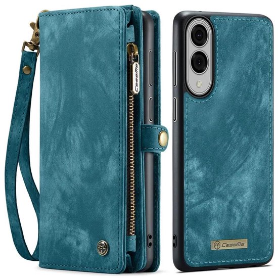 CaseMe 008 Geschikt voor Samsung Galaxy S25 Edge - 2-in-1 Book Case en Back Cover - Magnetisch Uitneembaar - Portemonnee Hoesje - Blauw