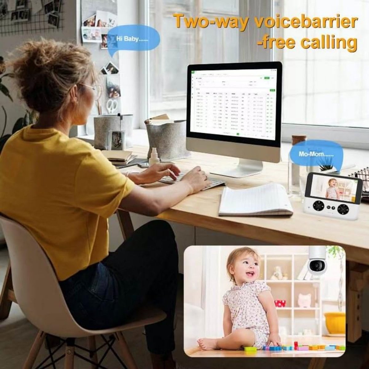 Babyfoon Met Camera - Video en Audio - Baby Monitor - 4.3 Inch - Wit – foto 2