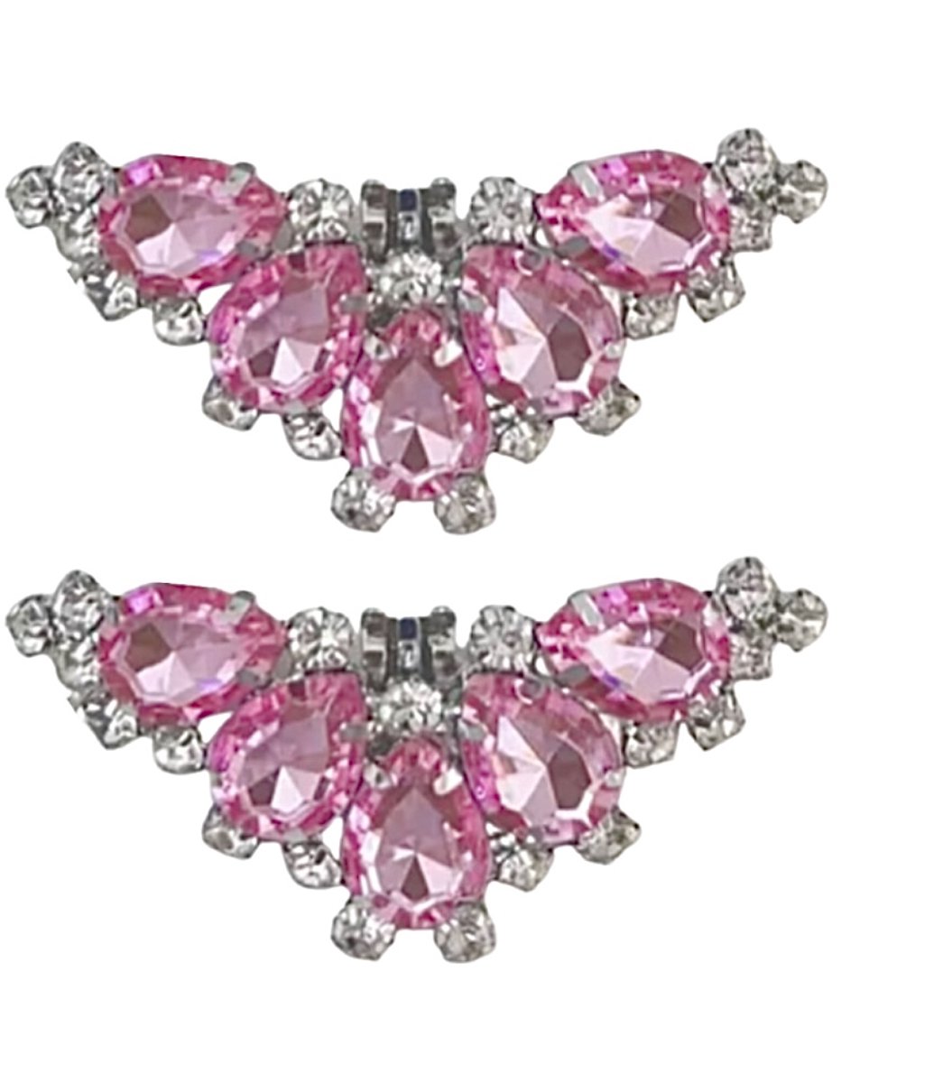 Schoenclips- Roze- Zilverkleur- Schoenversiering- Trouwen- Charme Bijoux
