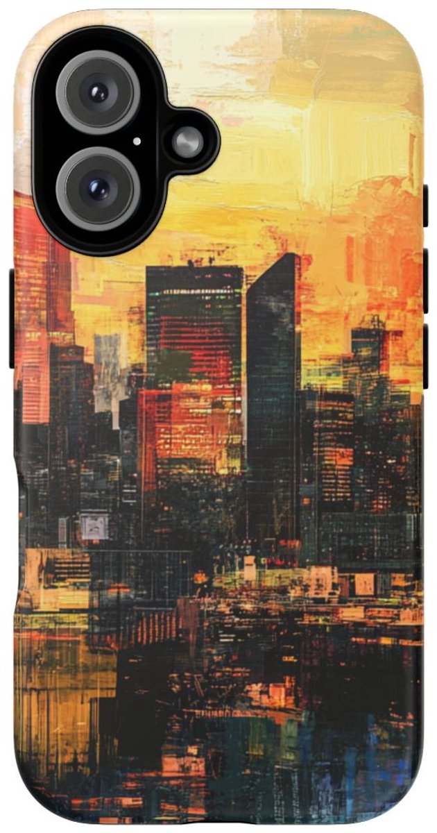 Abstracte Stedelijke Zonsondergang – Telefoonhoesje Geschikt voor iPhone 16