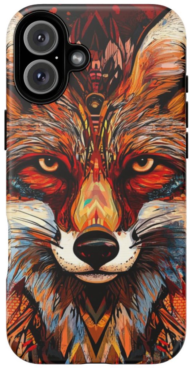 Abstracte Vos Gezicht Illustratie – Telefoonhoesje Geschikt voor iPhone 16 Plus