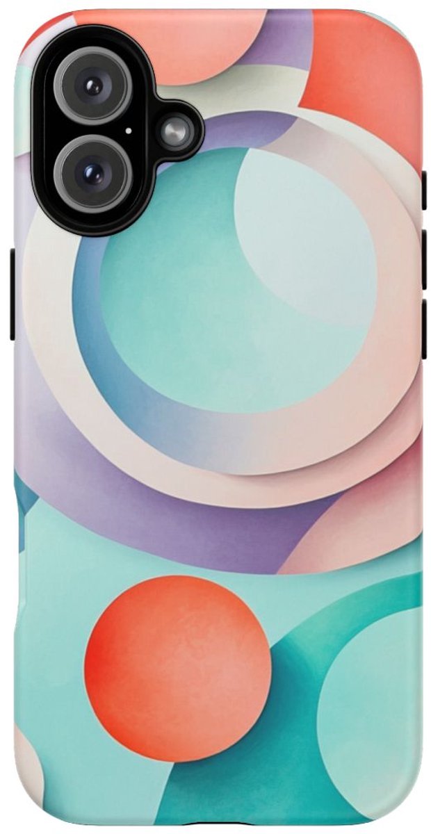3D Pastel Cirkels Abstracte Kunst – Telefoonhoesje Geschikt voor iPhone 16 Plus