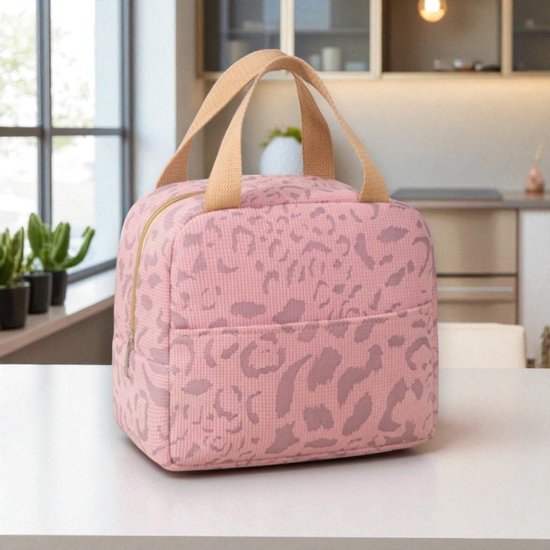 Koeltas - Luipaard Roze | 23 x 20 x 14 cm | Nylon | Lunchtas | Fashion Favorite van Fashion Favorite — afbeelding 2