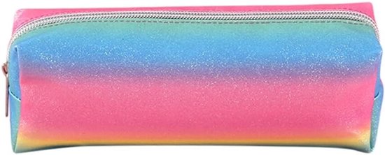 Foto: Grote capaciteit regenboog sequins pennenzak school pennenzak cosmetische makeup tas handtas voor studenten en meisjes multicolour