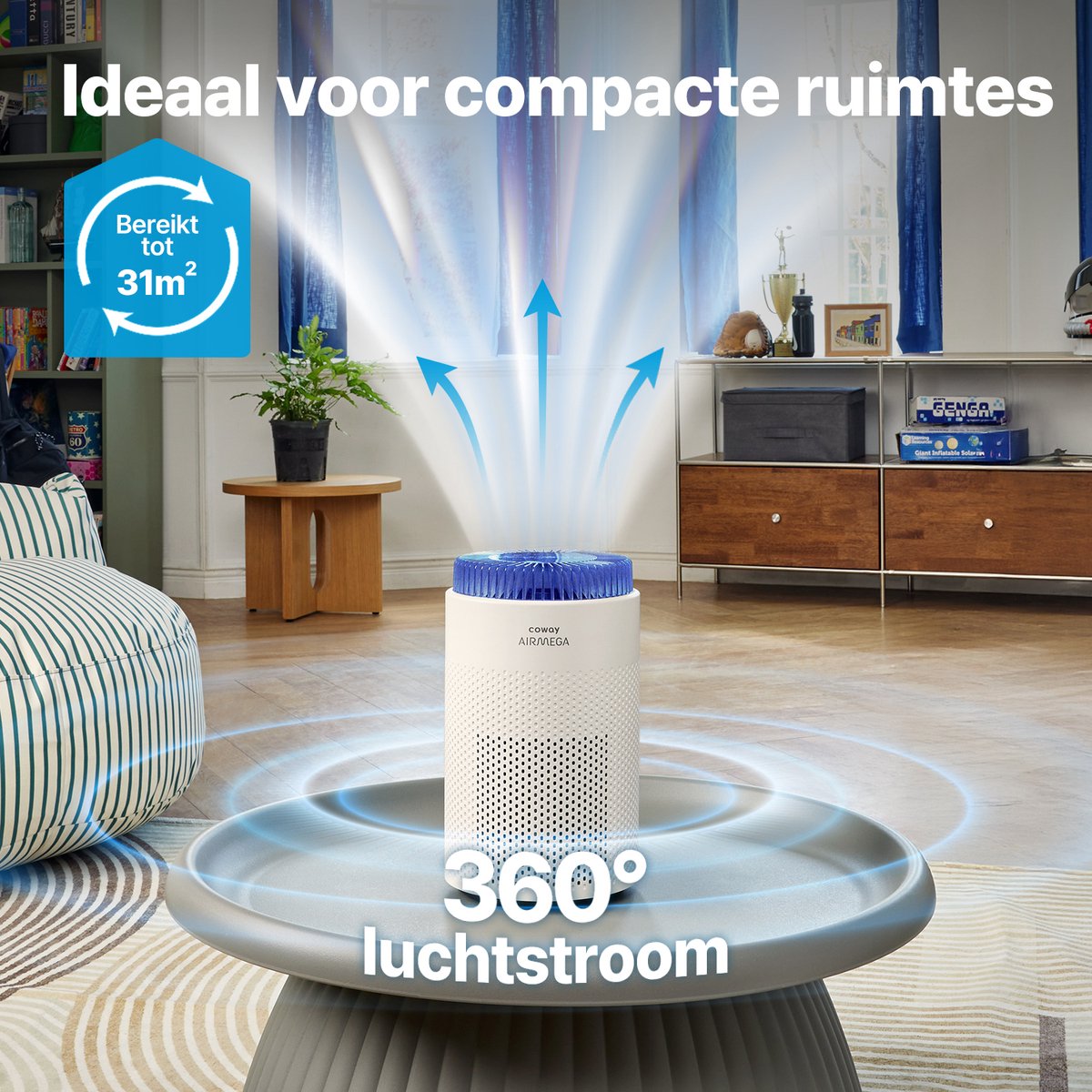 Coway Airmega 50 Luchtreiniger - Air Purifier – 120 m³/u - HEPA filter + koolstoffilter - Verwijdert tot 99,97% van fijne en ultrafijne deeltjes - Tegen stof, pollen, allergenen en geuren - Fluisterstil (18 dB) - ECARF gecertificeerd — afbeelding 2