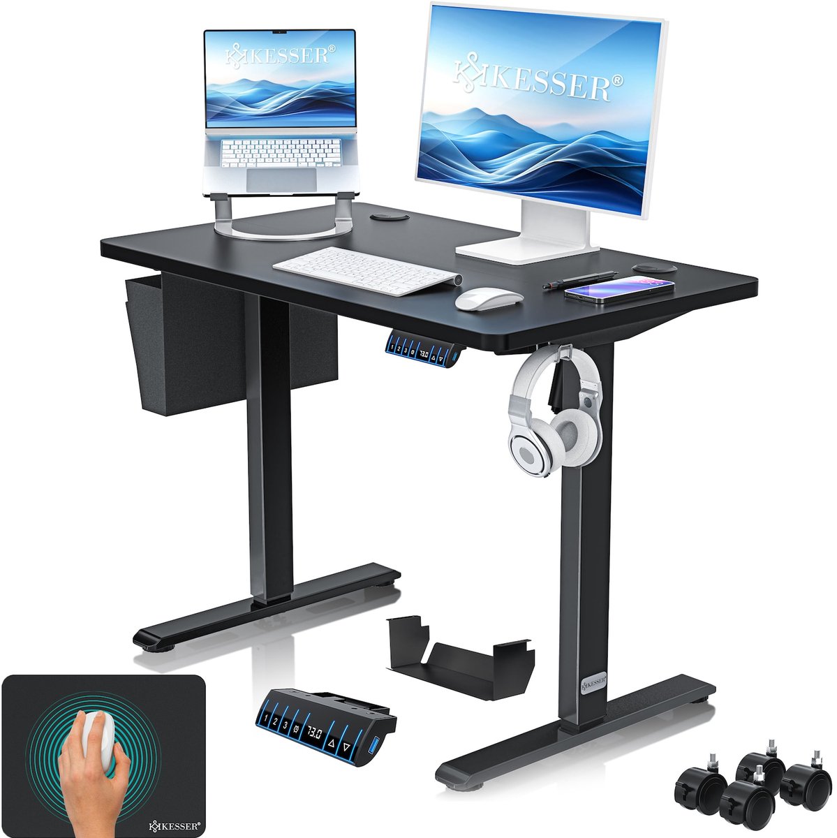 KESSER® Elektrisch in hoogte verstelbaar bureau | Ergonomisch zit-sta bureau | 3-functie
