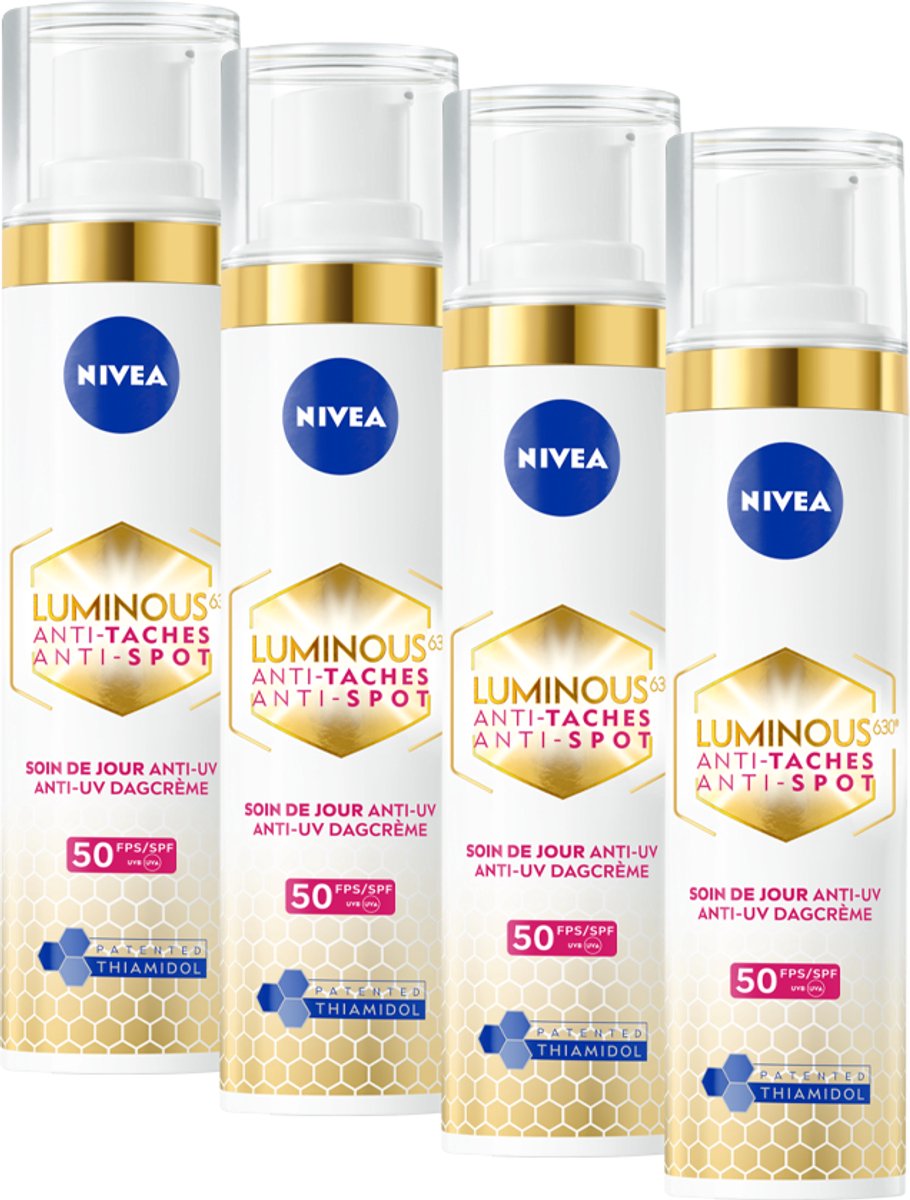 NIVEA Cellular LUMINOUS630 Anti-Spot Dagcrème Gezicht - Anti-Pigment Vlekken - Pigmentvlekken Verwijderen - Gezichtsverzorging Alle huidtypen - SPF 50 - 3x30 ml - Voordeelverpakking