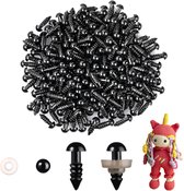 200 pièces 6 mm Amigurumi yeux de sécurité avec yeux de sécurité en plastique, noir, pour speelgoed avec crochets, animaux en peluche et poupées