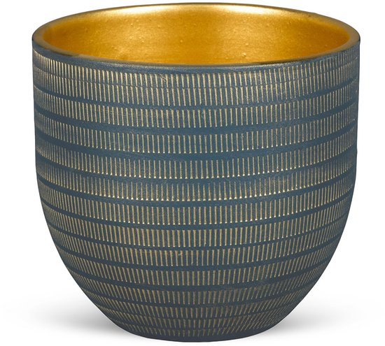 Bloempot voor Binnen - Aardewerk - Blauw Goud - Ø29 cm