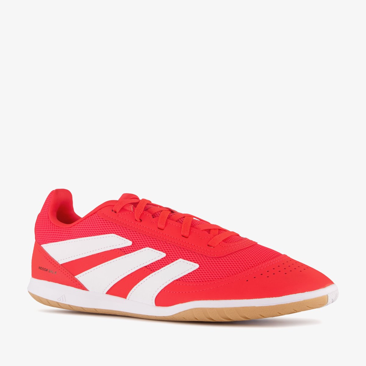Rood-witte Adidas Predator Club In Sala zaalschoenen voor heren, maat 46, met rubberen non-marking buitenzool.