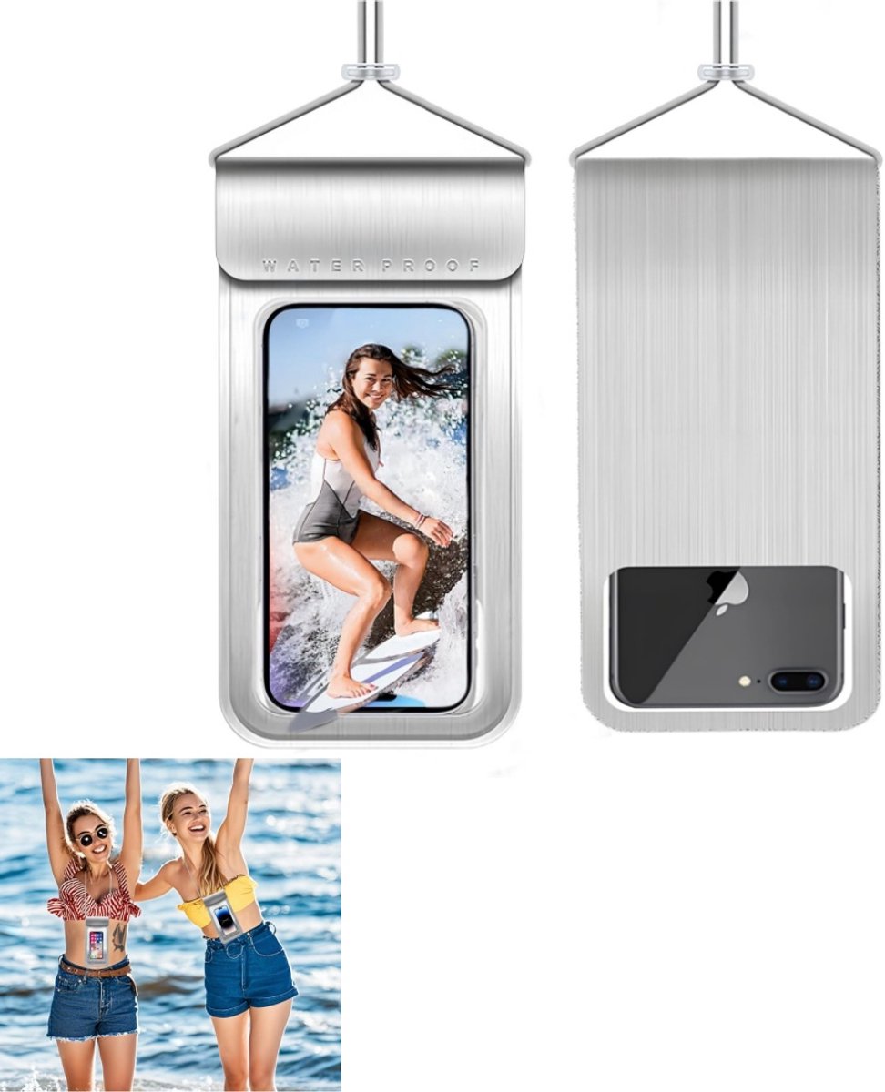 1 stuk - Waterdichte telefoonhoes - Waterdichte telefoonhoes beschermhoes - 6,9 inch scherm onderwatertas - Modieus - Zilver - Geschikt voor reizen, zwembad, kajakken, watersporten