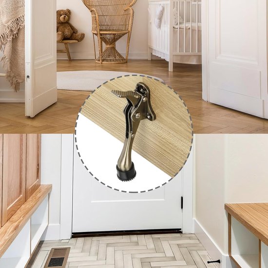 Deur Stopper, Zwart Effen stijve Deur Stop met Geen Geur Rubber Tip, 3-7/10Heavy Duty Rubber Geborsteld Satijn Nikkel Deur Stopper voor Wand- en