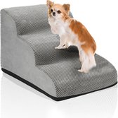 Hondentrap 3 Treden - Hondentrapje voor Honden - Hondenloopplank - Opstapje Hond - Foam - extra stevig en comfortabel - Grijs