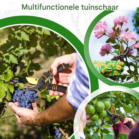 Tuinschaar - Snoeischaar - Bypassschaar - geschikt voor takken, heggen en bloemen - Tuinschaar cadeau van Merkloos	 — afbeelding 4