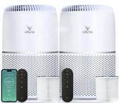 2 X Vibrix Vortex20 Luchtreiniger - 275m3/u - Air Purifier met Ionisator - Hepa Filter + Koolstof Filter - Luchtfilter tegen stof, hooikorts, allergie en huisstofmijt - Slaapstand en luchtkwaliteit indicator