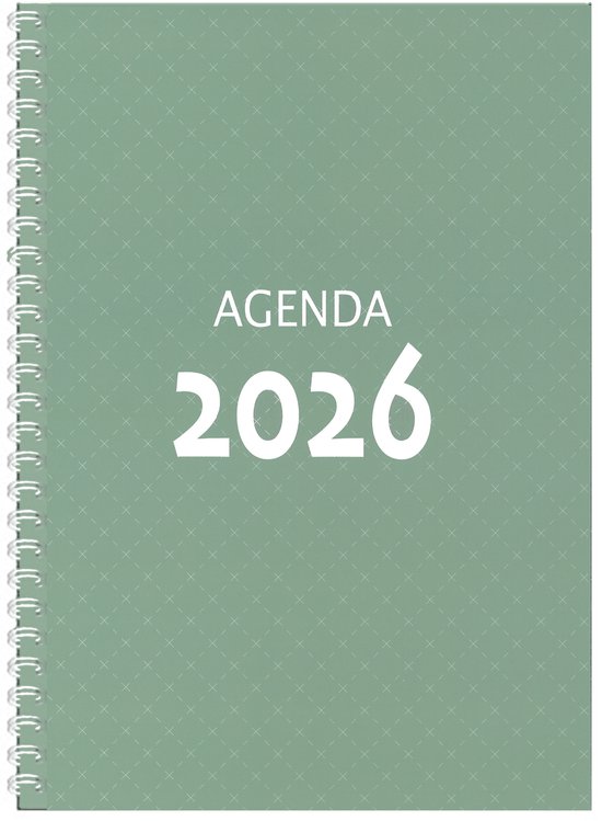 MGPcards - Agenda A4 2026 - Ringband - Spiraal - Flexibele kaft - Weekoverzicht - Grijs groen - 21 x 29.5 cm