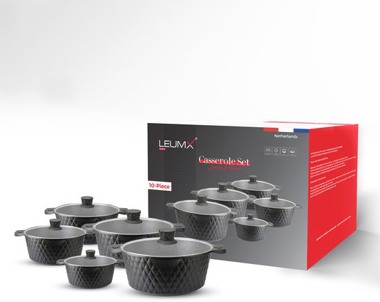 Kitchen Academy Pannenset, 12-delig, antiaanbaklaag, kookgerei, set pan en pannenset met deksel, pannen en pannenset voor inductie, gasfornuizen en magnetron, groen