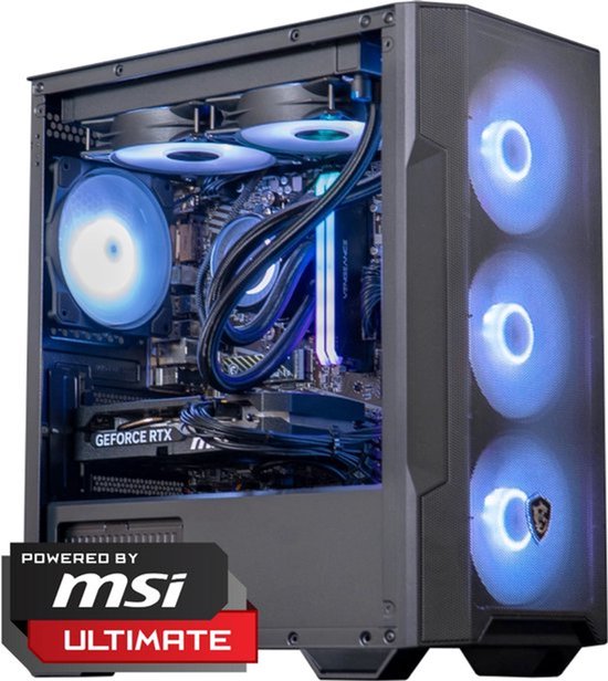 FlowUp x Powered By MSI - De Tetragame Gaming PC - Ryzen 7 5700x - RTX 5060 - 32 GB Corsair RAM - MSI 650w - 1 TB NVMe SSD - AZZA Galeforce ARGB