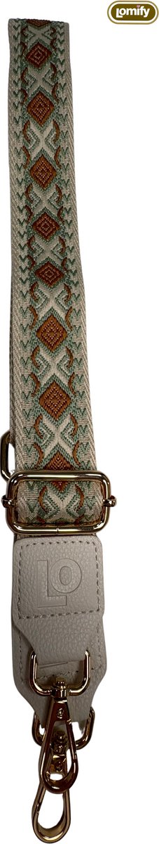 Lomify Pattern Strap Ruit Beige & Mint & Bruin universeel telefoonkoord / Lanyard / phone strap met verstelbare schouderhals 80cm - 130 cm