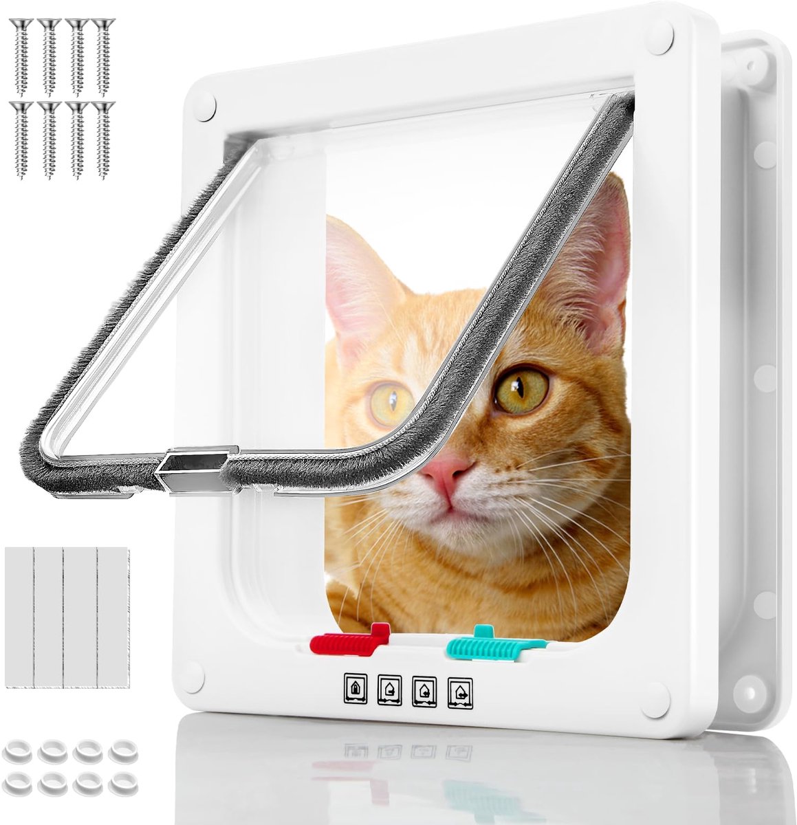 Ibenzoa® Kattenluik met Vierwegslot voor Binnen- en Buitendeuren, Geschikt voor Katten en Kleine Honden, XL-formaat