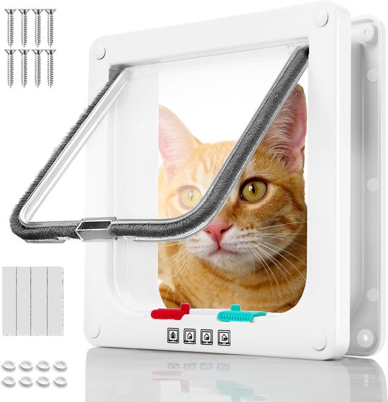 Kattenluik Voor Horren – 25x31,5 Cm, Met Magneetsluiting En 2 Sloten – Voor Katten En Kleine Honden – Eenvoudige Installatie Zonder Boren – Zwart