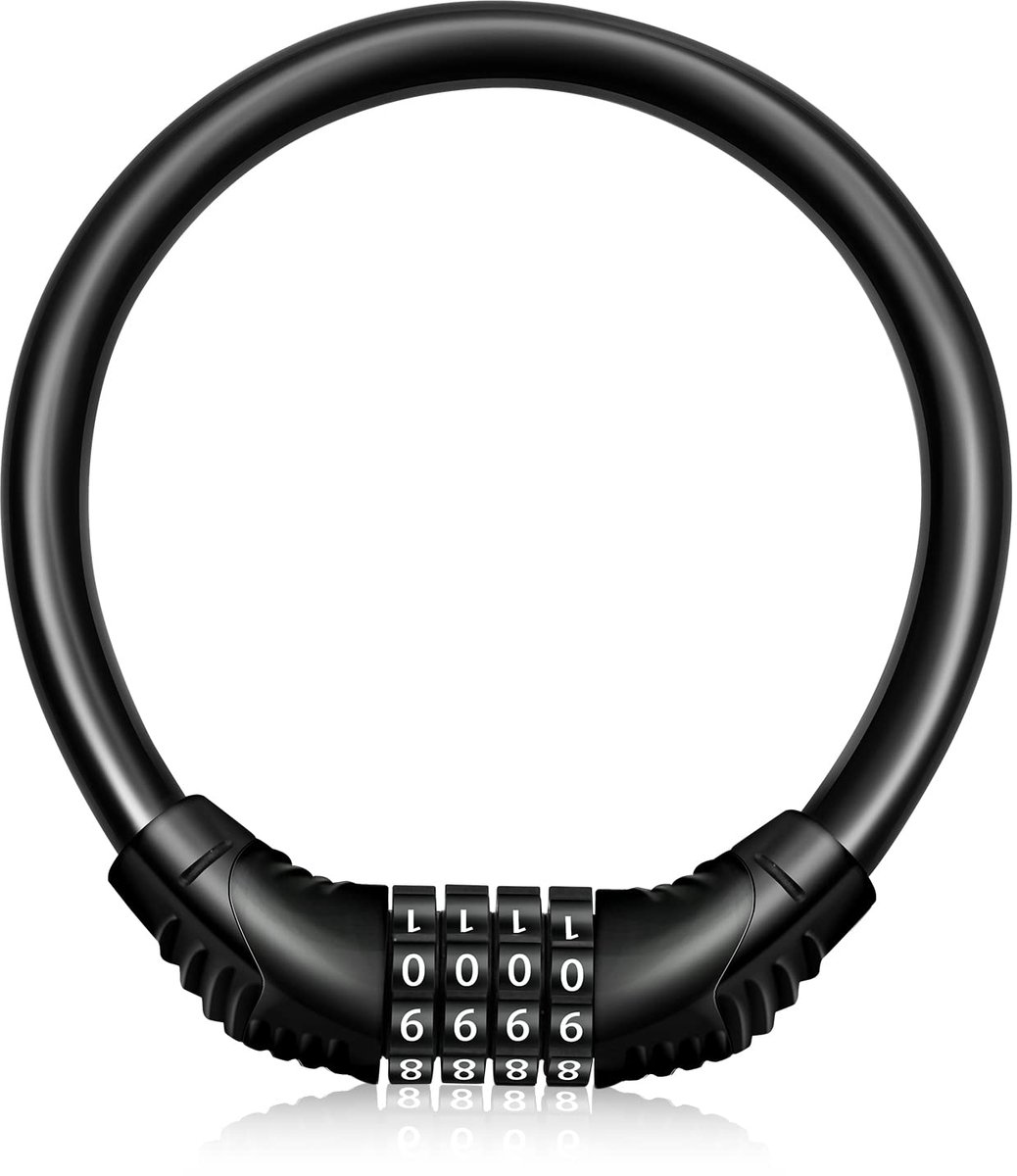 Ibenzoa® Fietsslot met cijferslot voor fietsen en motorfietsen, extra veilig en anti-diefstal design, zwart