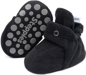 Steppies - Babyslofjes Antislip voor Jongens en Meisjes - Zwart - 6-12 Maanden (11.5cm) - Schoenmaat 18-19 - Stappertjes