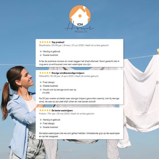 LaundrySpecialist Wasknijpers soft grip - 20 stuks - extra lang en stevig - wasknijpers plastic - wasknijpers kunststof - knijpers plastic - Made in EU