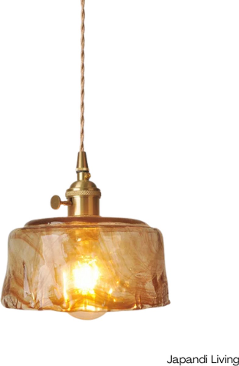 Japandi living hanglamp - hanglampen - woonkamer - eetkamer - slaapkamer - Glas - Minimalistisch - Vintage - 17x16,5cm