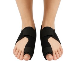 Trebin Hallux Valgus Corrector - Grote Teencorrector met Spalk - geschikt bij Hallux Valgus en Scheve Grote Teen - Bunion Corrector Set van 2 (L+R) - One Size Verstelbaar - Zwart