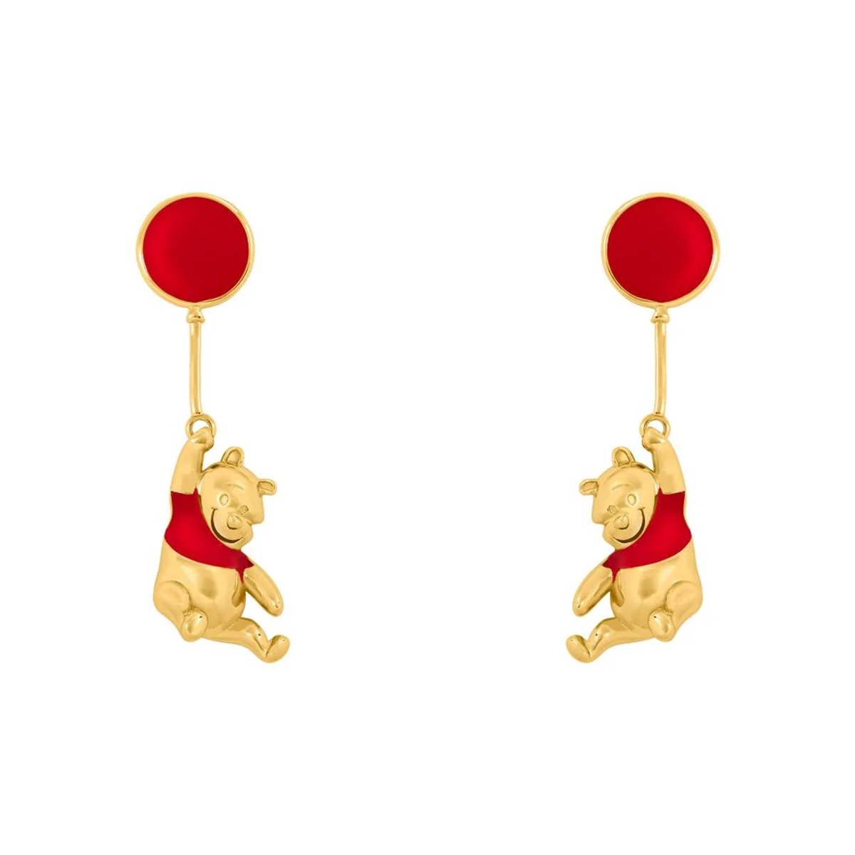 Disney Winnie The Pooh Red and Gold Coloured Floating Balloon Earrings