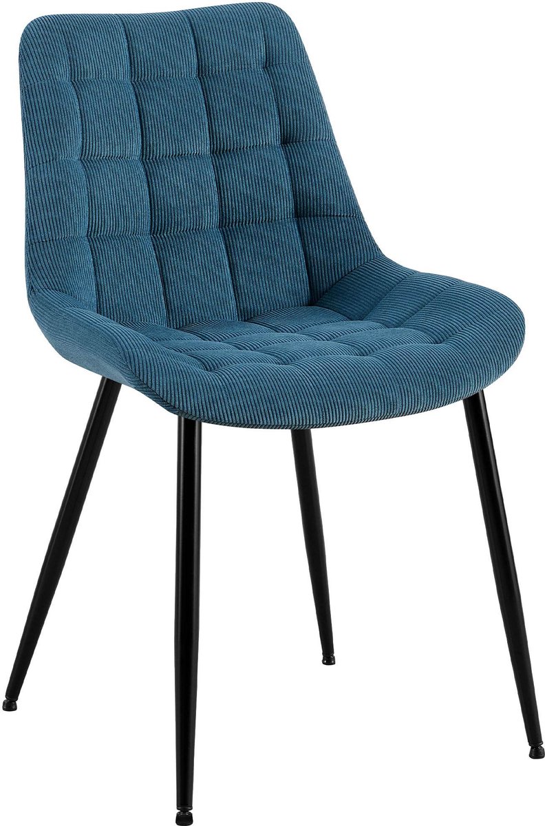 CLP Sardna Eetkamerstoel - klassiek - metalen frame - corduroy - Ribstof/blauw