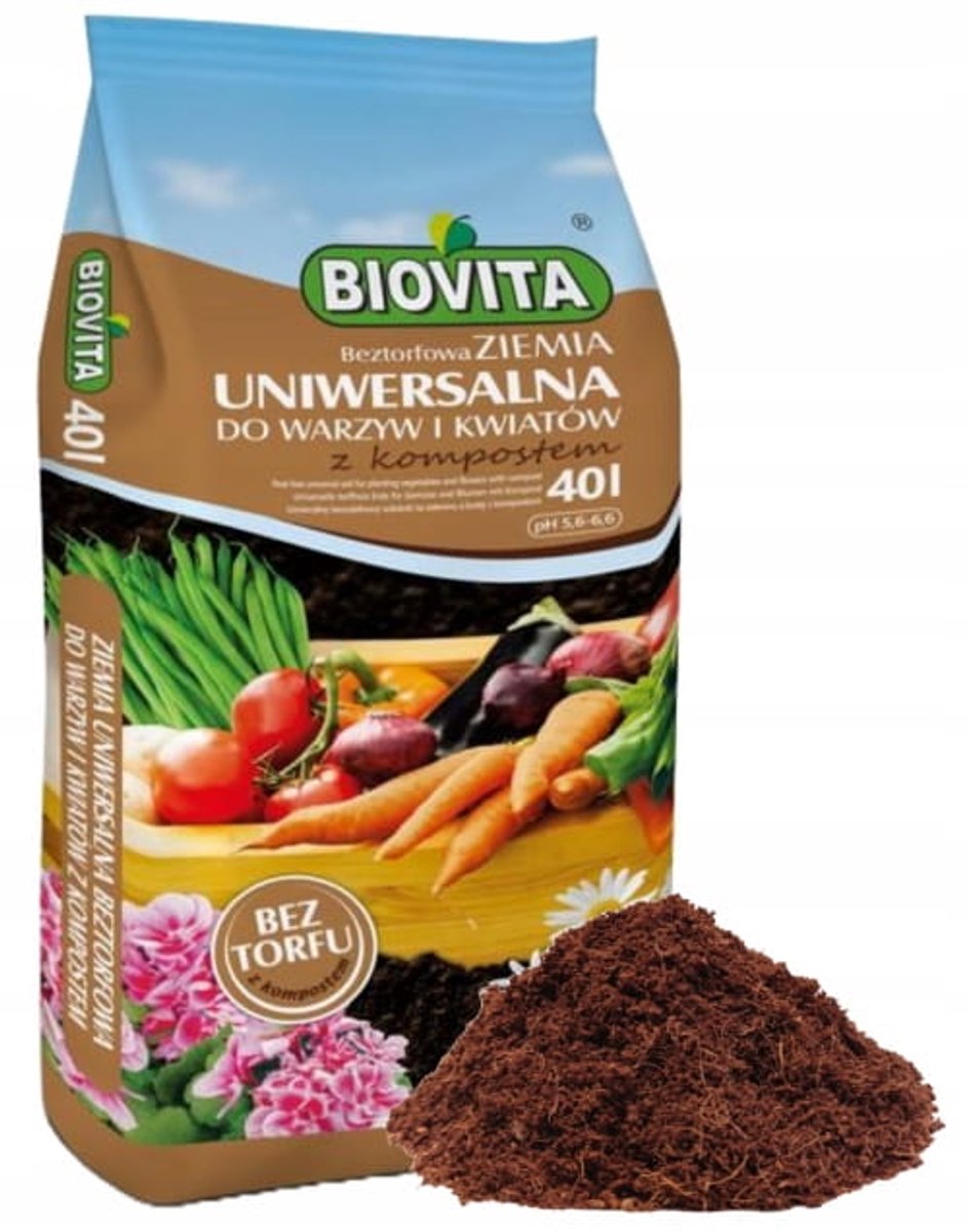 Biovita - Universele Tuinaarde - Beztorf - Met Compost - 40L