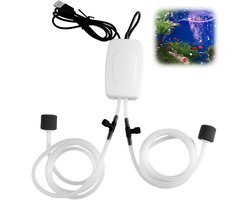 Zuurstofpomp aquarium - Mini-zuurstofpomp - Aquarium Pomp - 1W - 1.8l/min - Aquariumfilter - Luchtpomp - Luchtpompen - Waterpomp - Waterpompen - Aquarium filter pomp - USB-aquariumluchtpomp - Met dubbele luchtsteen en slang - Wit