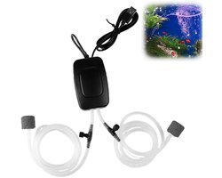 Zuurstofpomp aquarium - Mini-zuurstofpomp - Aquarium Pomp - 1W - 1.8l/min - Aquariumfilter - Luchtpomp - Luchtpompen - Waterpomp - Waterpompen - Aquarium filter pomp - USB-aquariumluchtpomp - Met dubbele luchtsteen en slang - Zwart
