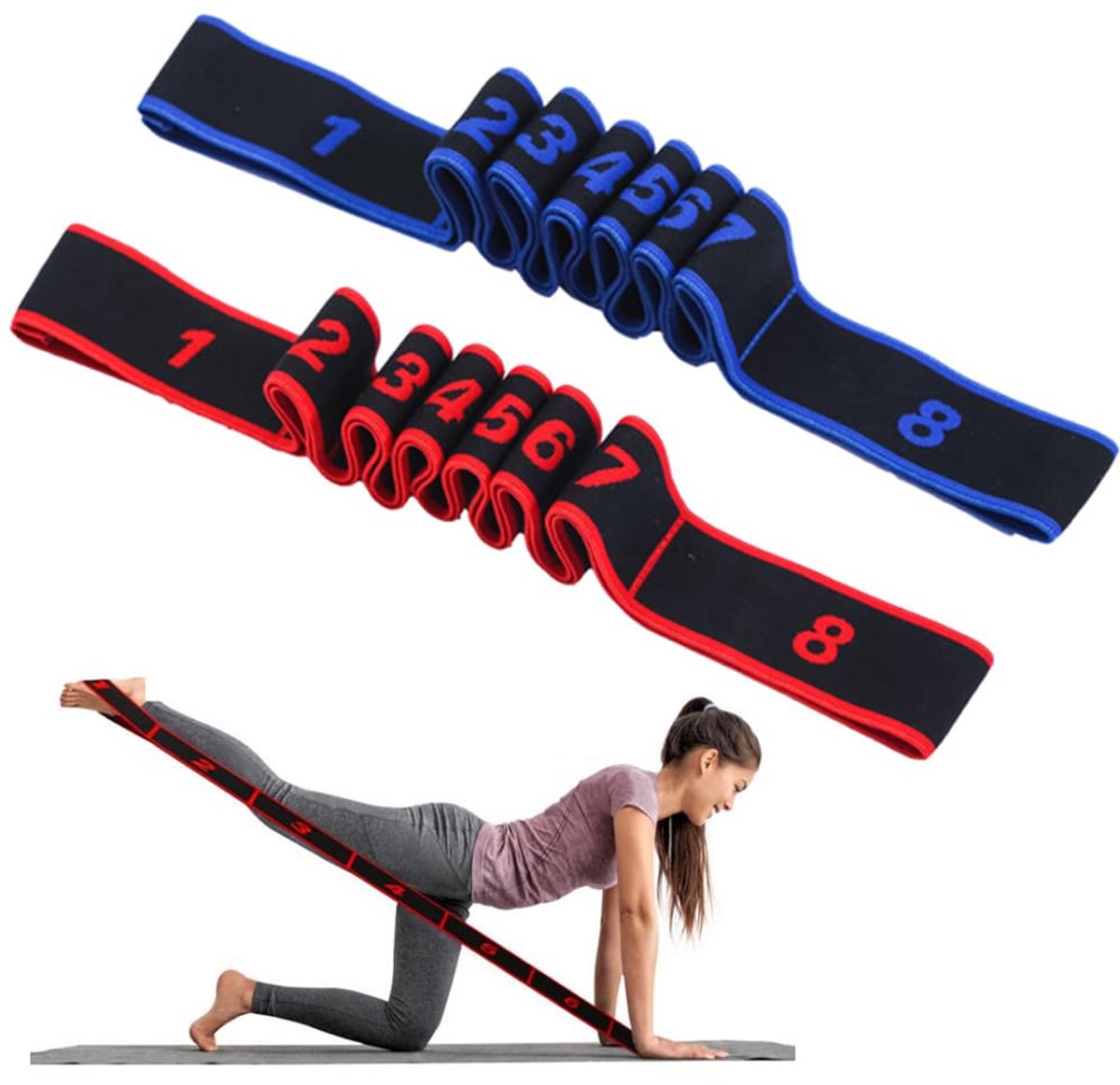 Ibenzoa® Elastische Fitnessbandenset met 8 Lussen voor Veelzijdige Training en Houdingsverbetering