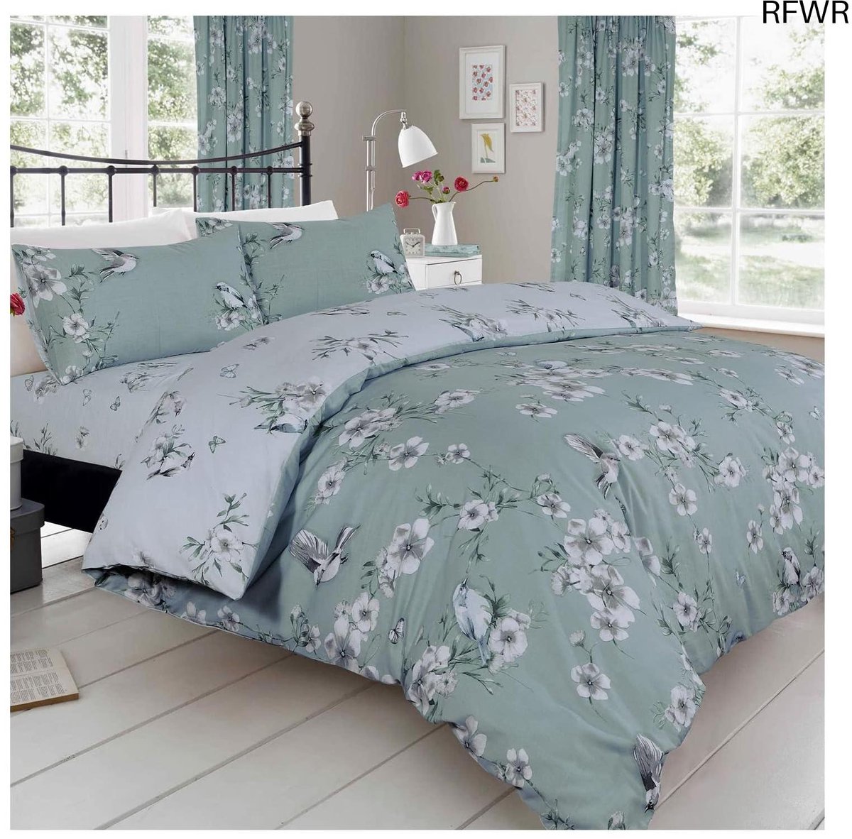 RFWR Bloem Dekbedovertrek Double - Beddengoed Set Met Kussensloop - Polycotton Stof - Eend Ei (200 x 200 cm)
