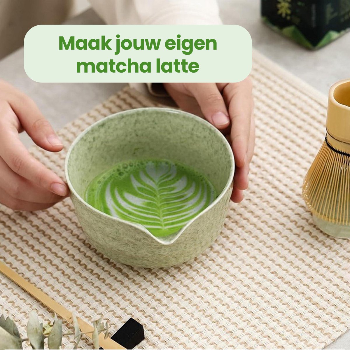 TEANAGOO Matcha Set (7-delig), Matcha-gardeset, Matcha-kom met schenktuit, bamboe Matcha-garde (chasen), schep (chashaku), gardehouder, theeset. N3, Lt. Grey