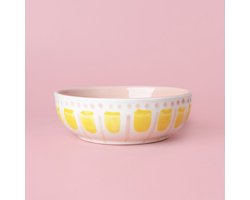 Rasp Bordje - Geel - Roze - Strepen - Stippen - Rasp Schaaltje - Knoflook Rasp - Gember Rasp -Chocolade - Kookliefhebber - Amber Blokjes - Fairtrade - Handmade - Keramisch - Raspen - Schaven - Vegan - Vintage