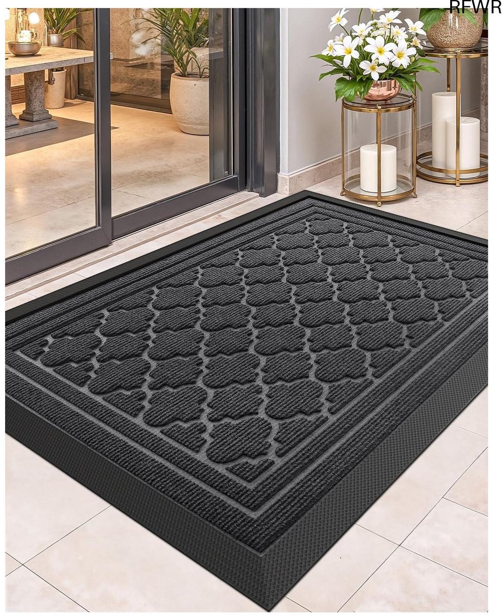 RFWR Robuuste Antislipdeurmat Buiten - Weerbestendig en Wasbaar - 43.5x75cm Grijs
