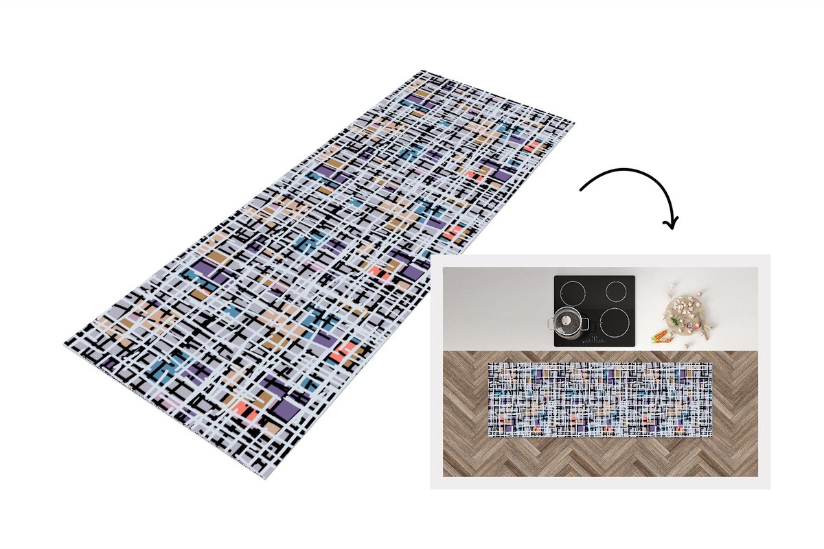 KitchenYeah Keukenloper 180x60 cm - Keukenmat vinyl Lijn - Abstract - Patronen - Keukenmatten loper - Keuken vloerkleed tapijt