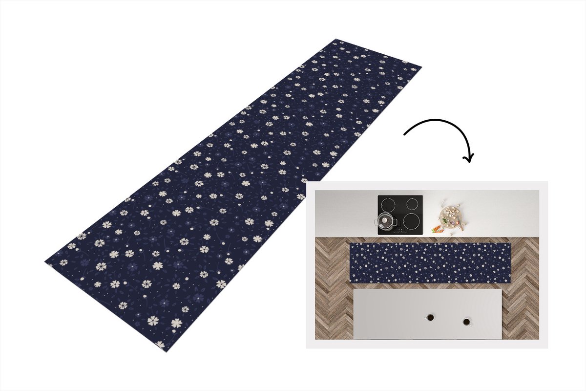 KitchenYeah Keukenloper 240x60 cm - Keukenmat vinyl Sakura - Bloemen - Japans - Patronen - Keukenmatten loper - Keuken vloerkleed tapijt