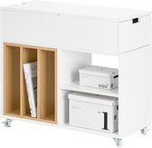 SoBuy FBT134-W Printerkast - Witte Kantooropbergkast met 4 Wielen