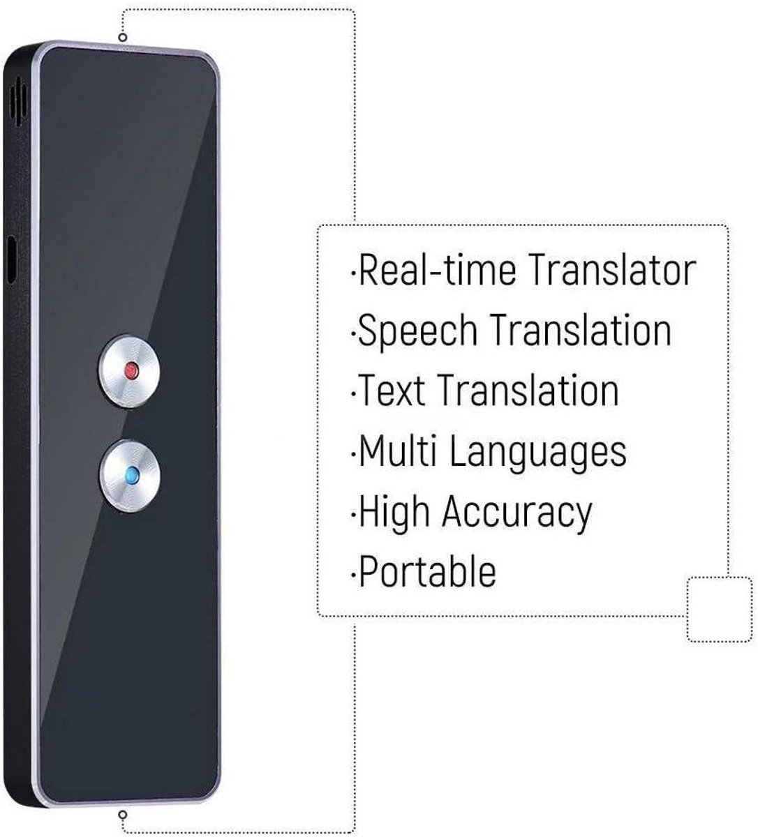 Allecto Premium - Instant Translator voor 30+ talen, Draadloos Vertaalapparaat voor Spraak en Tekst met AI Vertaling (zwart)