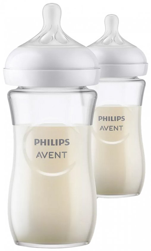 Philips Avent Natural Response Glazen Babyflessen 240 ml – Flow 3- 2 flessen - SCY933/02