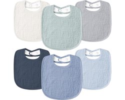 Kwijl slabbetjes - 6 stuks - Vierkante - Hydrofiel baby Slabbetjes met drukknoop - Baby slabbers - Zachte - Kwijl slabbetjes - Spuug slab - Katoenen slabbetjes - Bandana bib baby - Uitwasbare slabbers - Unisex