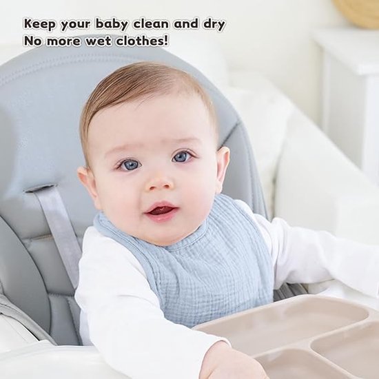 Kwijl slabbetjes - 6 stuks - Vierkante - Hydrofiel baby Slabbetjes met drukknoop - Baby slabbers - Zachte - Kwijl slabbetjes - Spuug slab - Katoenen slabbetjes - Bandana bib baby - Uitwasbare slabbers - Unisex van Merkloos — afbeelding 4