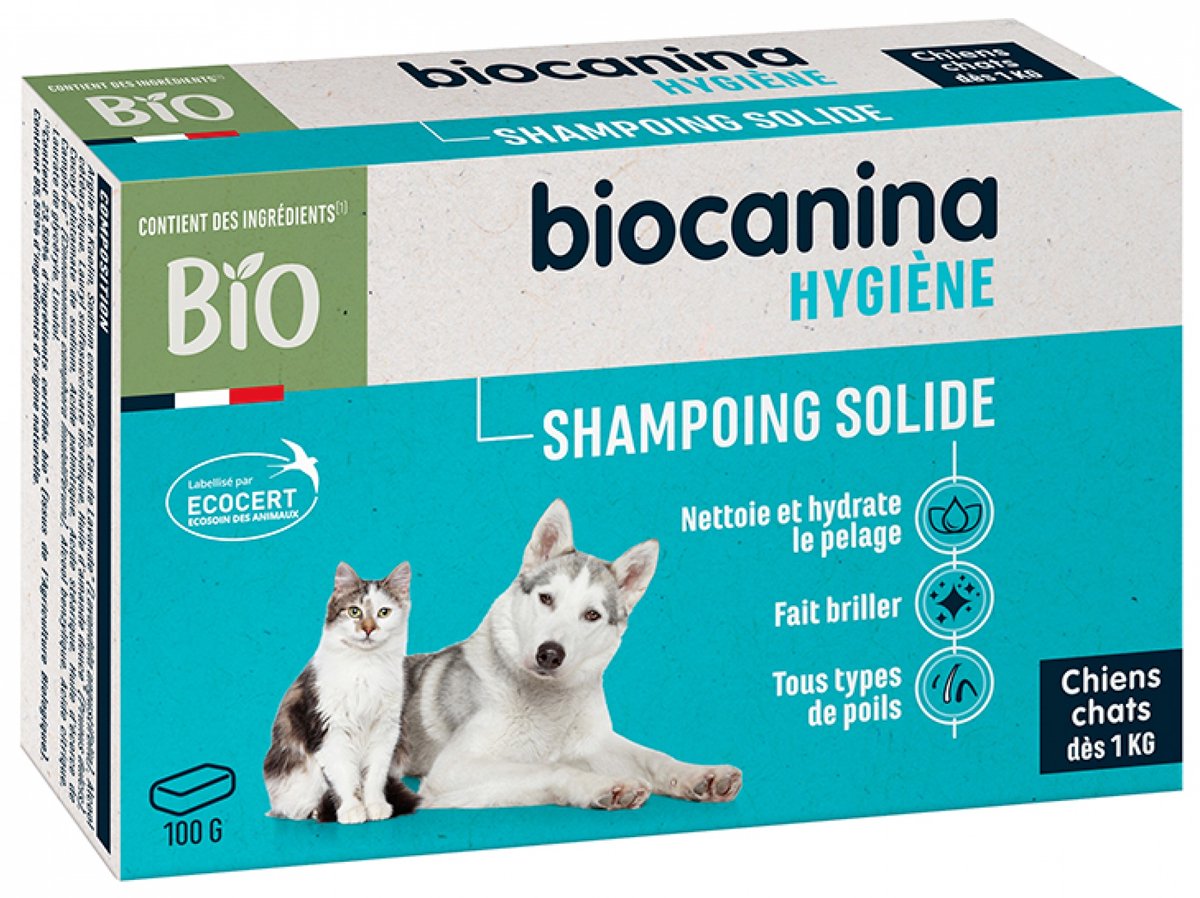 Biocanina Hygiëne Vaste Shampoo Voor Biologische Honden en Katten 100 g
